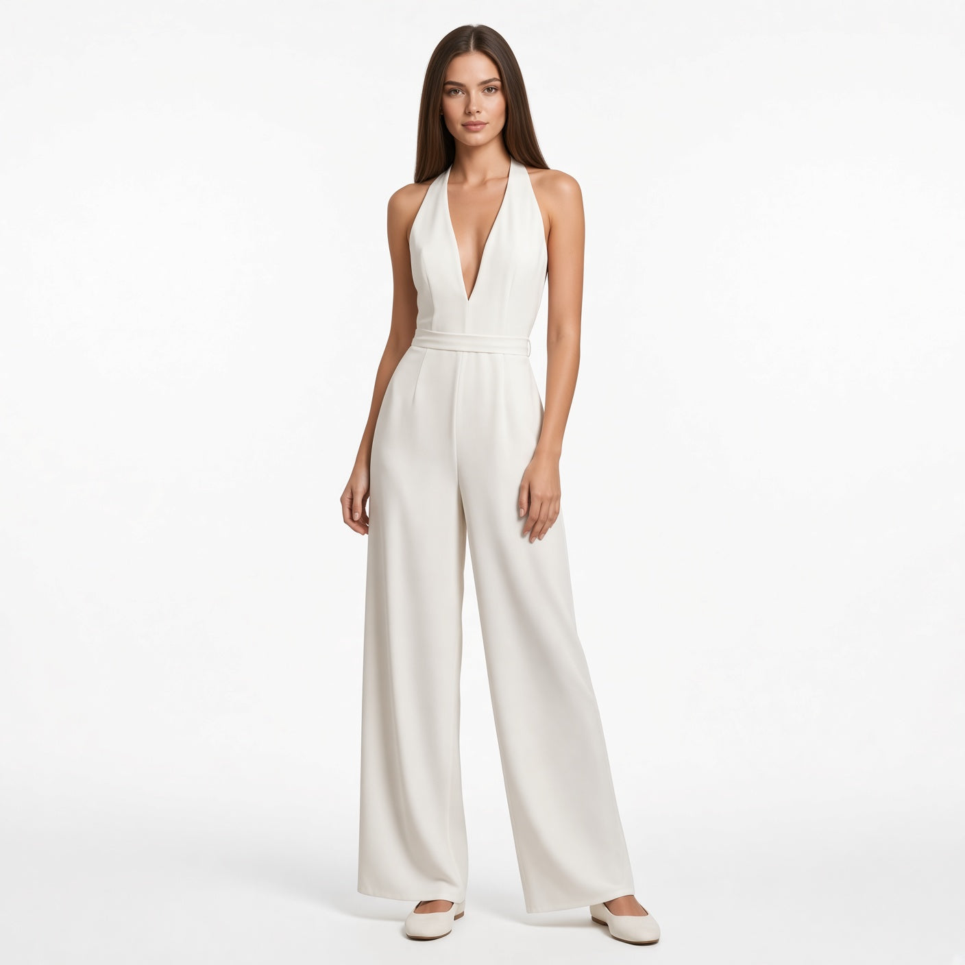 Mono Elegante Casual Sin Mangas Cuello Halter Parte Baja Holgado Moda Mujer En Tendencia