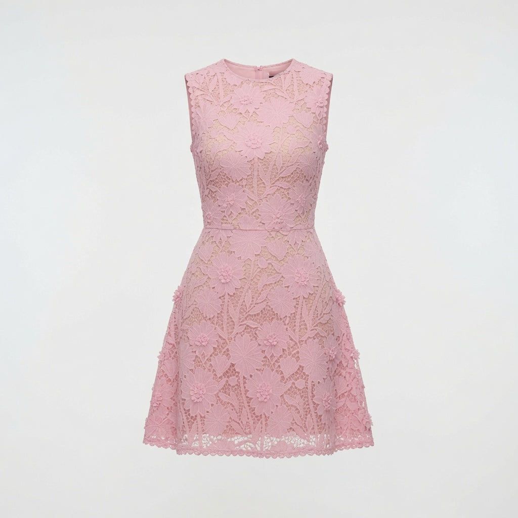 Vestido Elegante Floral 3 D y Encaje Moda Mujer En Tendencia Casual Formal.