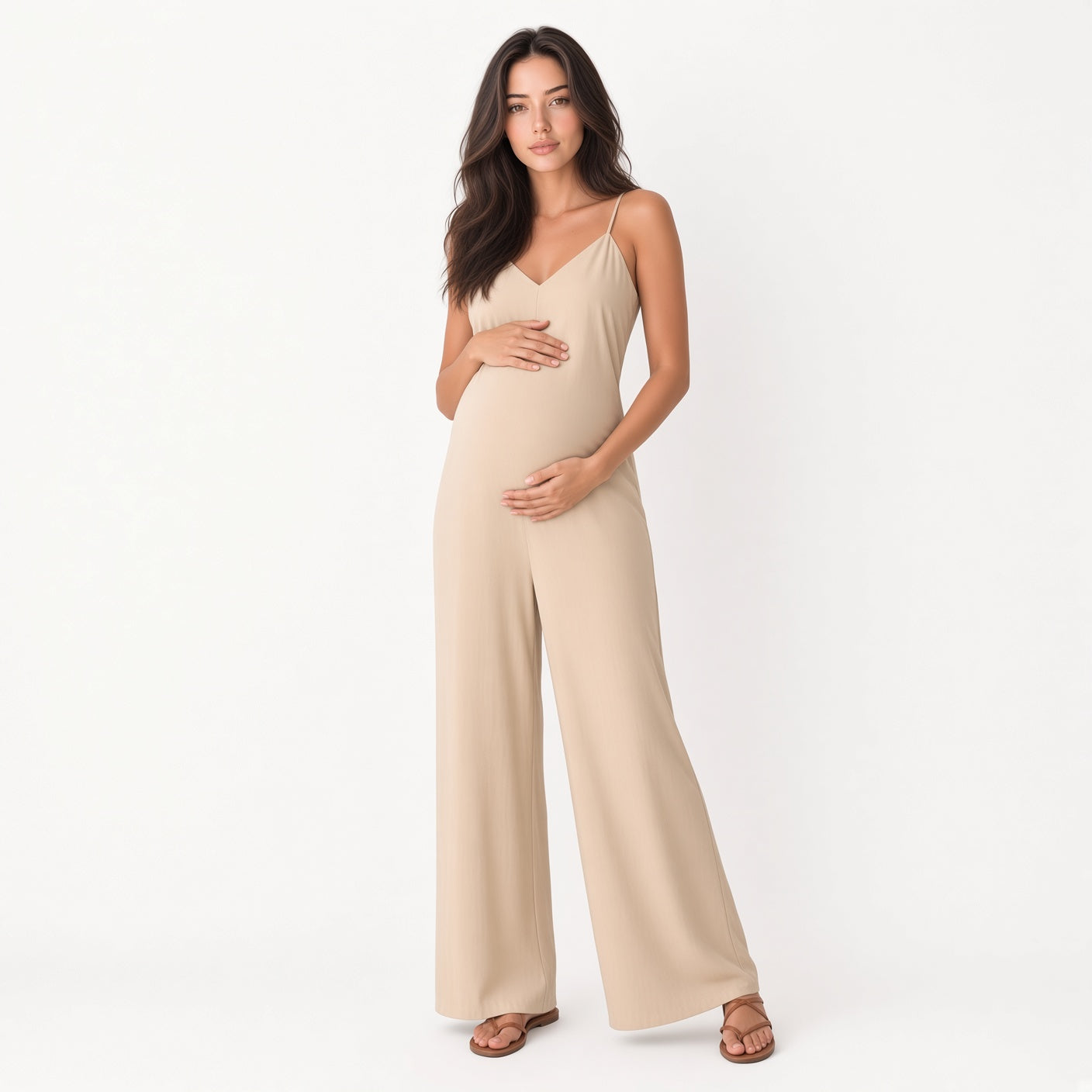 Mono Casual Holgado Con Tirantes Finos Cuello V Pierna Ancha Moda Mujer En Tendencia