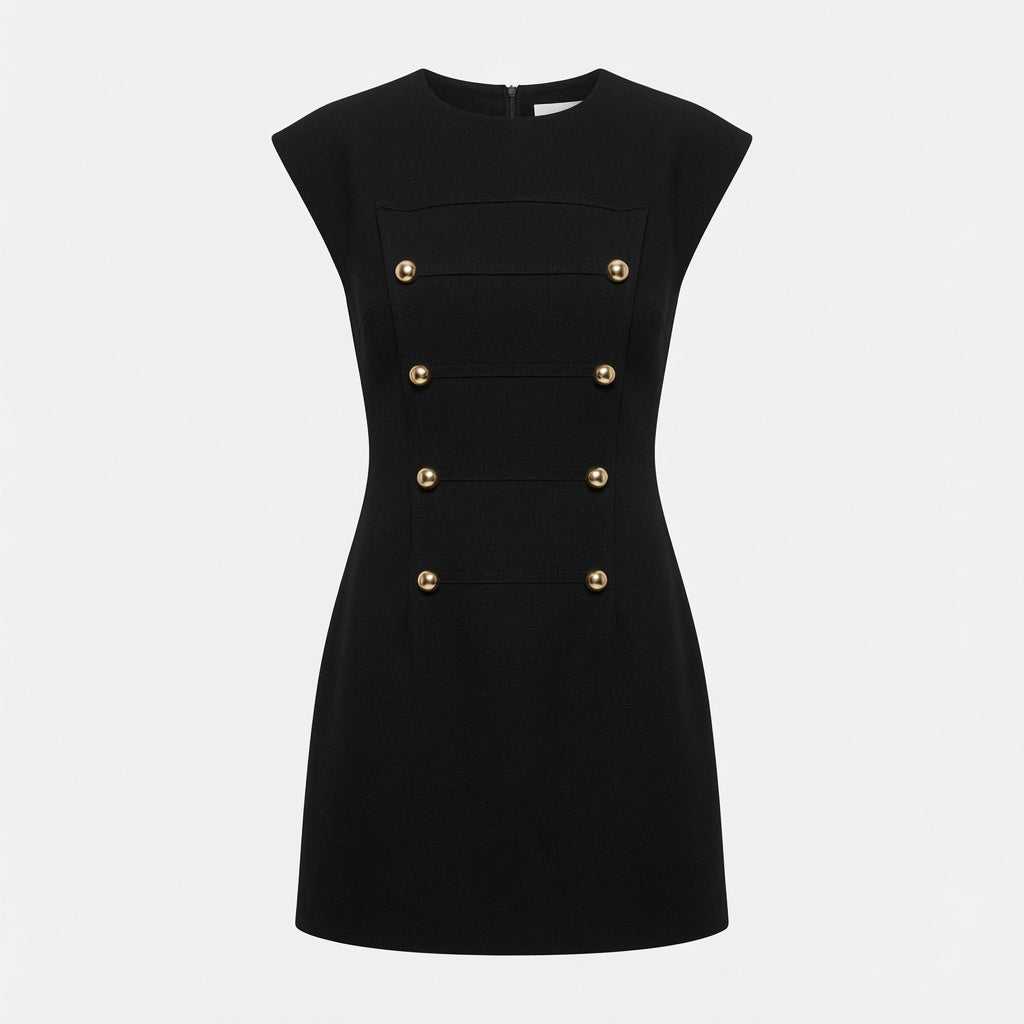 Elegante Vestido Corto Sin Mangas Cuello Redondo Casual Moda Mujer En Tendencia