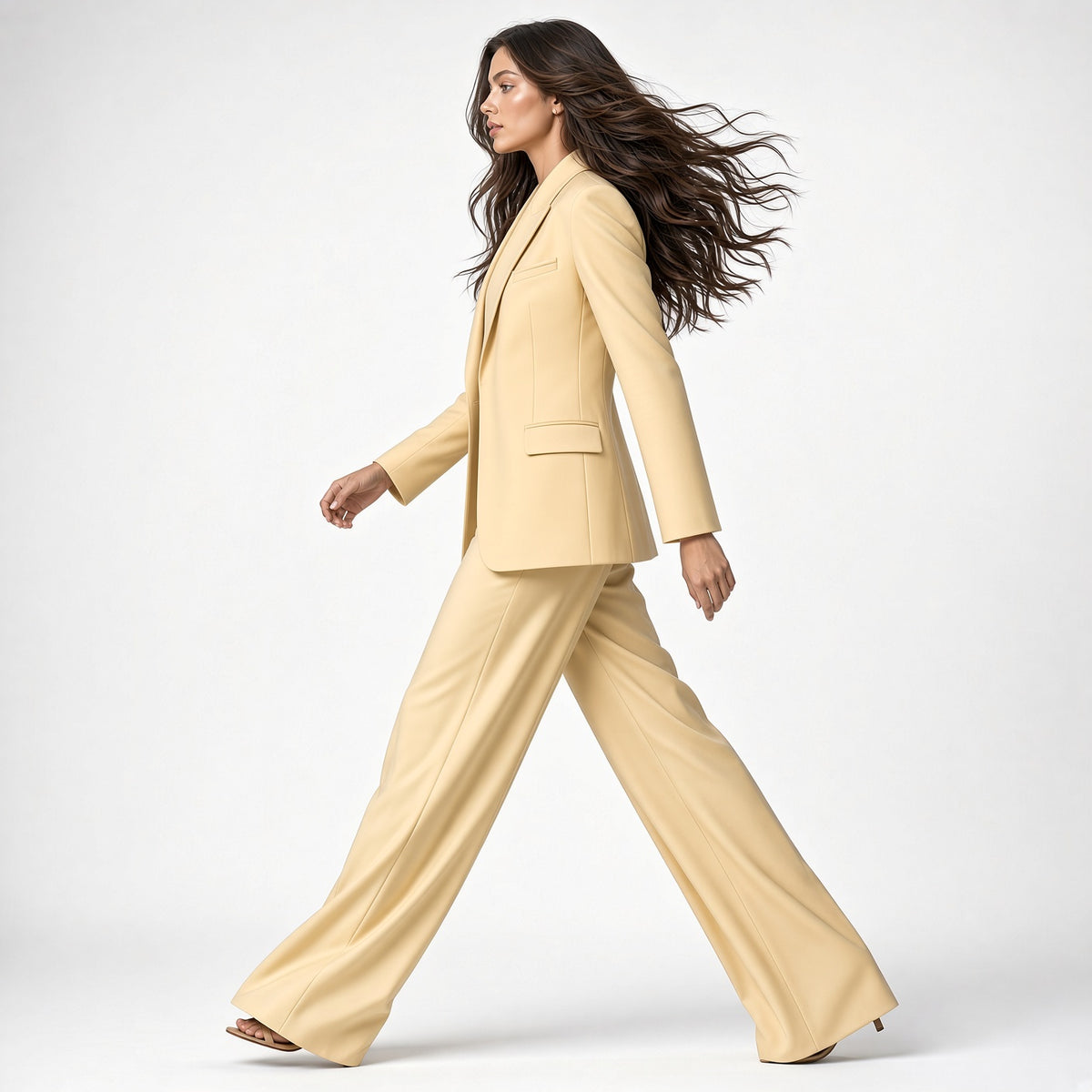 Conjunto Sastre Para Mujer Con Cuello Blazer Entallado y Pantalón Pierna Ancha Moda Mujer En Tendencia