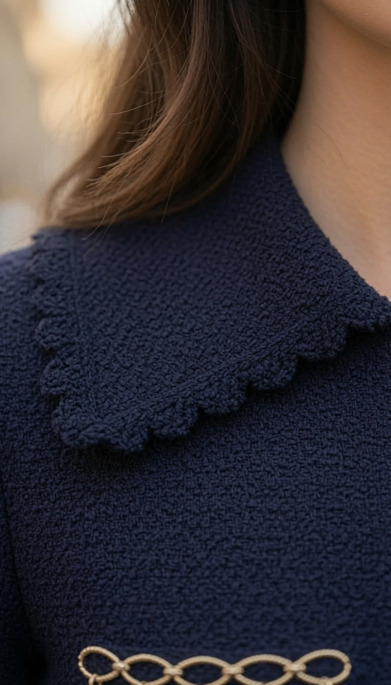 Vestido Elegante Midi De Punto Cuello Solapa, Manga Larga Moda Mujer En Tendencia