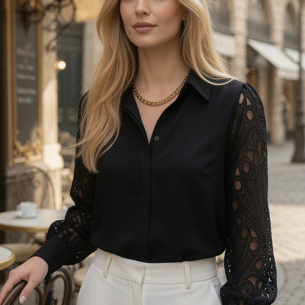 Blusa Hueca Casual Formal Elegante Moda Mujer En Tendencia- Un Tono Mas.