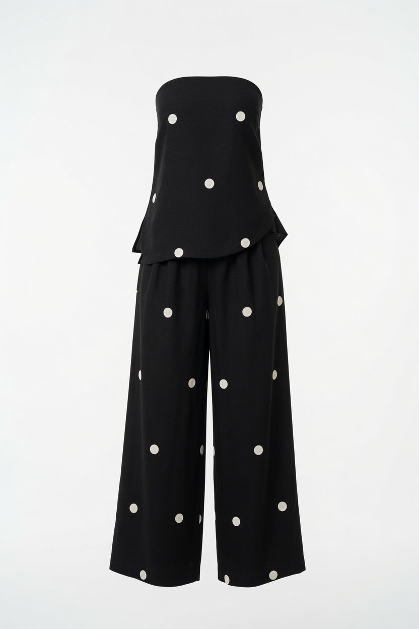 Conjunto Elegante Top Con Tirantes y Pantalón De Pierna Ancha Tipo Mediterráneo Moda Mujer En Tendencia