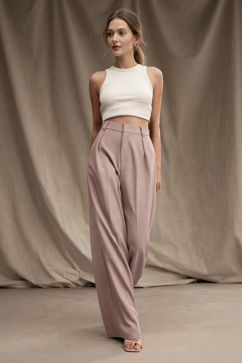 Elegante Pantalón Recto De Traje De Vestir Para Mujer Moda En Tendencia 2 Tonos Mas