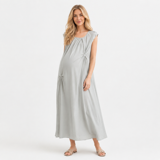 Vestido Largo de Maternidad con Detalles Drapeados