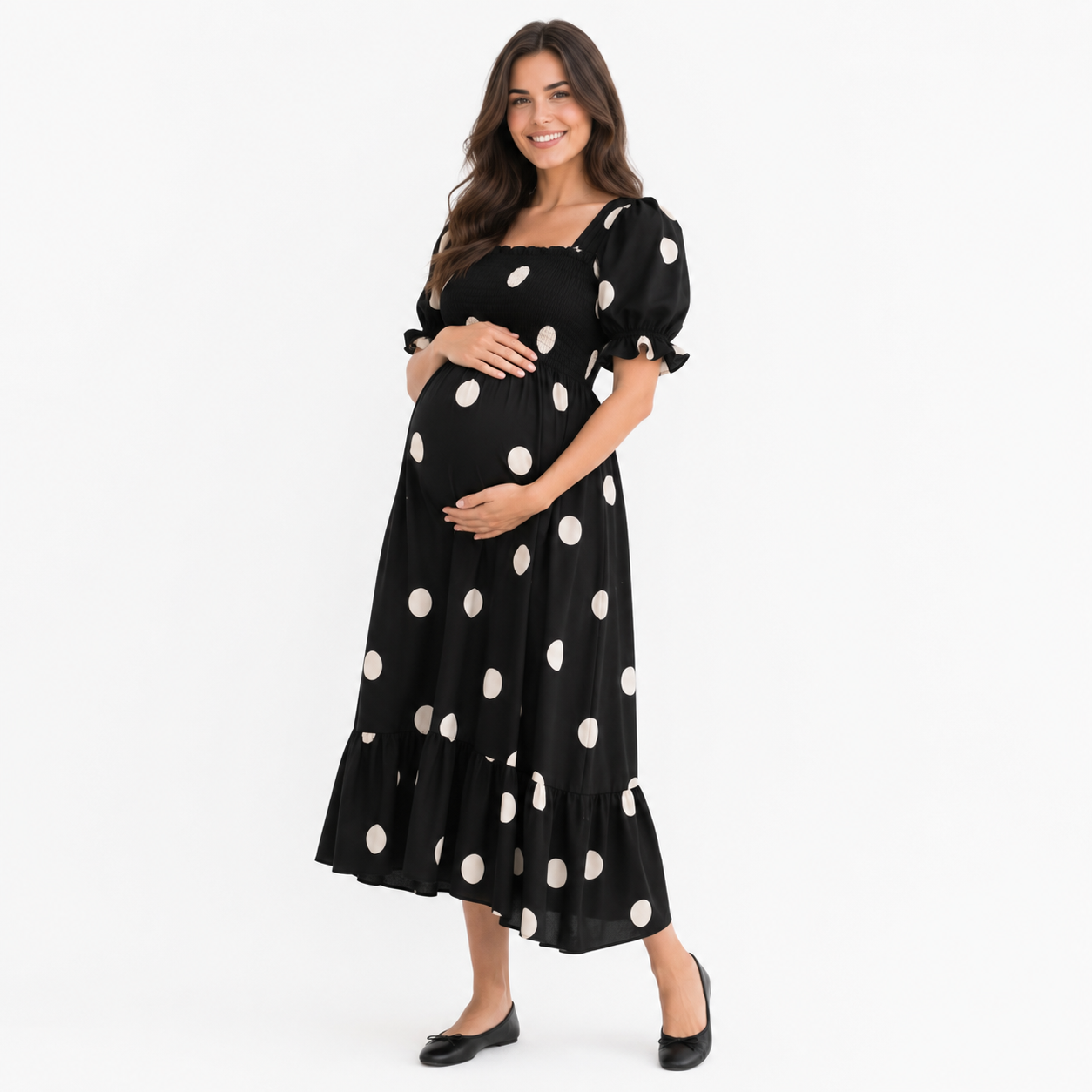 Vestido de Maternidad con Lunares Cómodo y Femenino