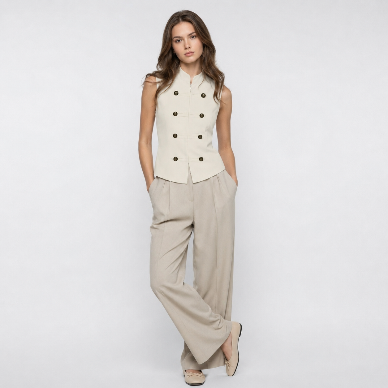 Chaleco Estructurado para Mujer con Detalles de Botones