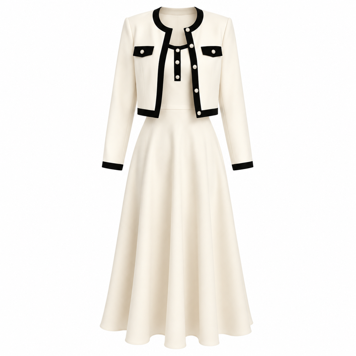 Conjunto Elegante de Vestido Largo y Saco Corto para Mujer