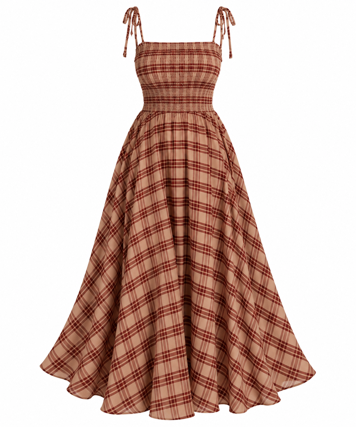 Elegante Vestido Largo Sin Mangas De Tirantes A Cuadros Casual Moda Mujer En Tendencia