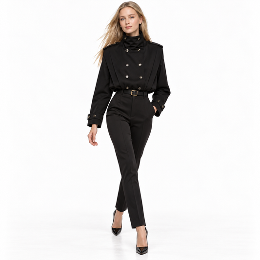 Chamarra Corta Estilo Trench – Elegancia Atemporal