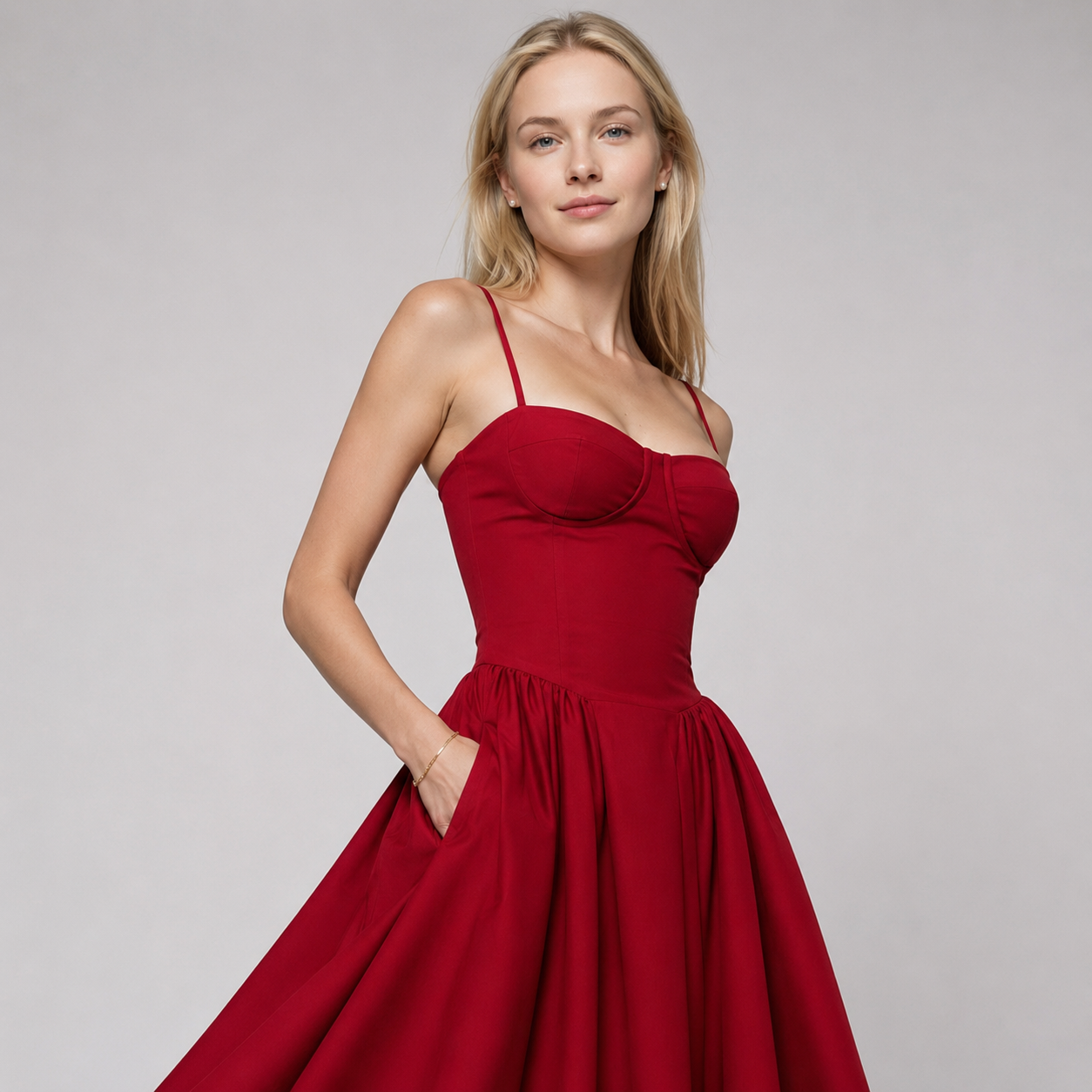 Vestido Midi con Corsé y Falda amplia para Mujer en Tendencia