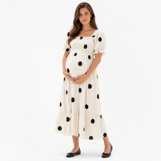 Vestido de Maternidad con Lunares Cómodo y Femenino