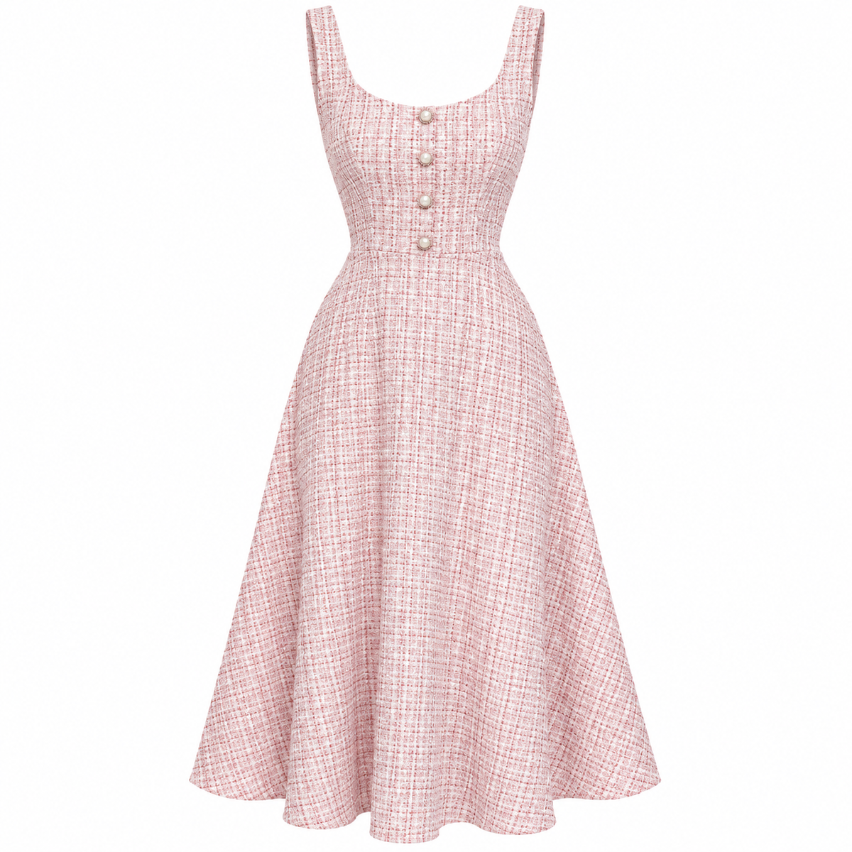 Vestido Elegante Largo Casual Formal Cuello Cuadrado Sin Mangas Con Botones Moda Mujer En Tendencia