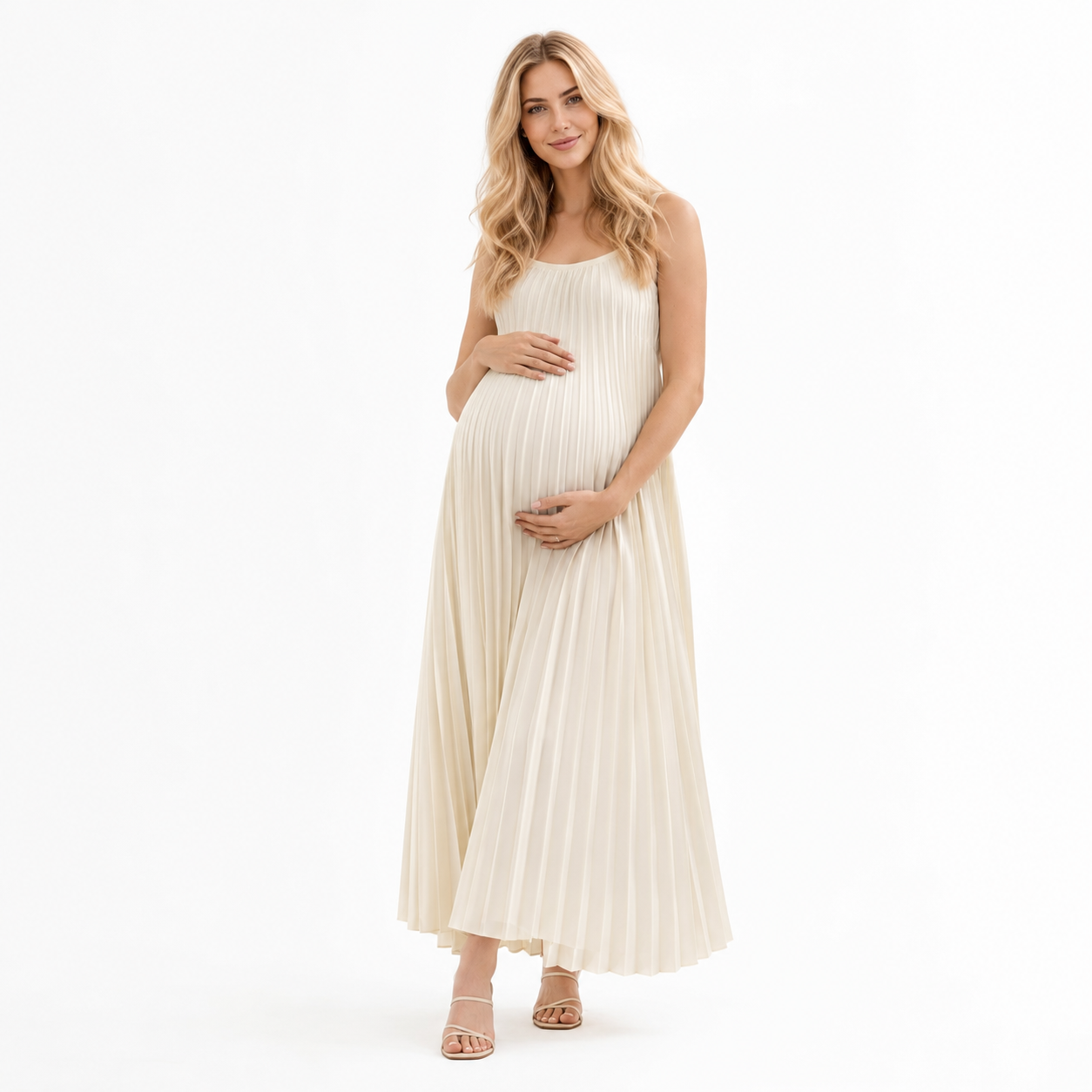 Vestido de Maternidad Largo Plisado Fresco