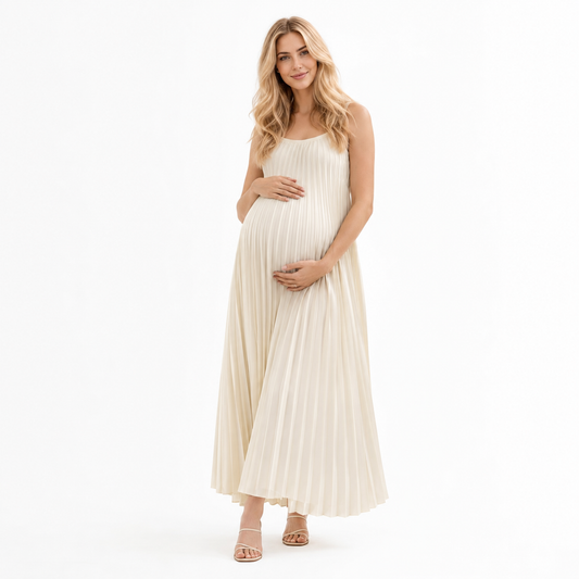 Vestido de Maternidad Largo Plisado Fresco