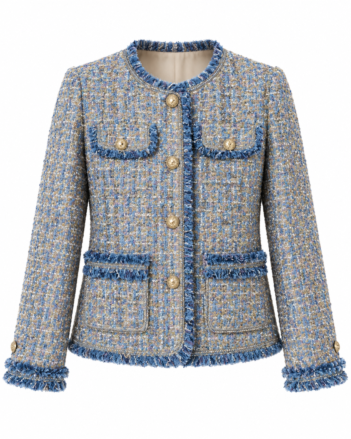 Elegante Chaqueta Casual Azul Cielo Vintage Estilo francés Moda Mujer En Tendencia