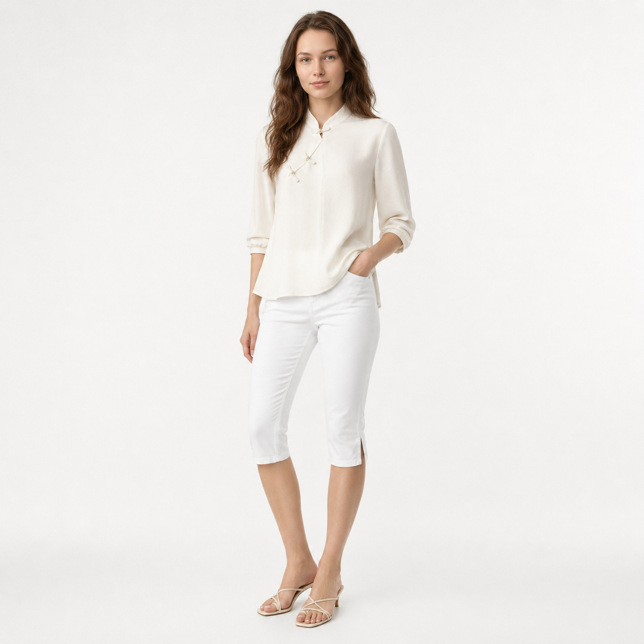 Pantalon Capri Negro y Blanco, Casual para Mujer en Tendencia