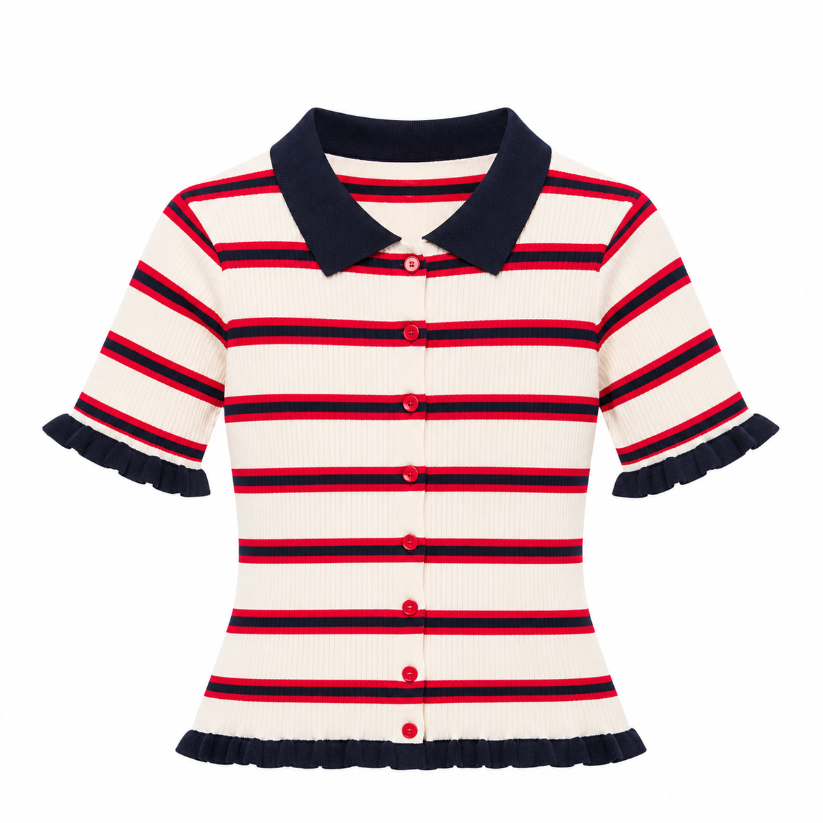 Polo de Punto a Rayas con Cuello Clásico