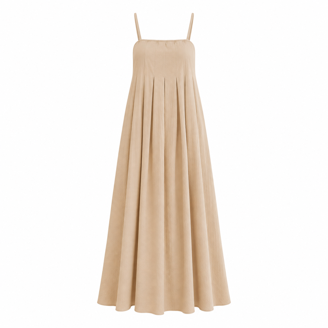 Vestido Maxi Fluido Beige Cómodo y Elegante para Mujer