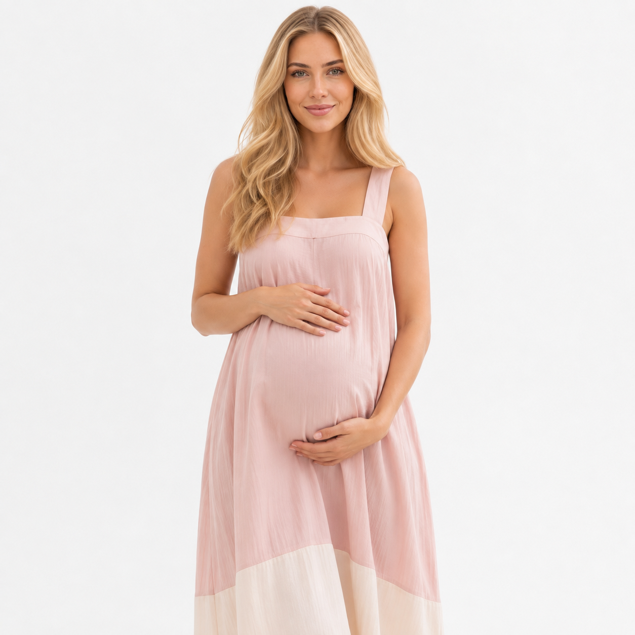 Vestido Maxi de Maternidad Rosa Cómodo y Elegante
