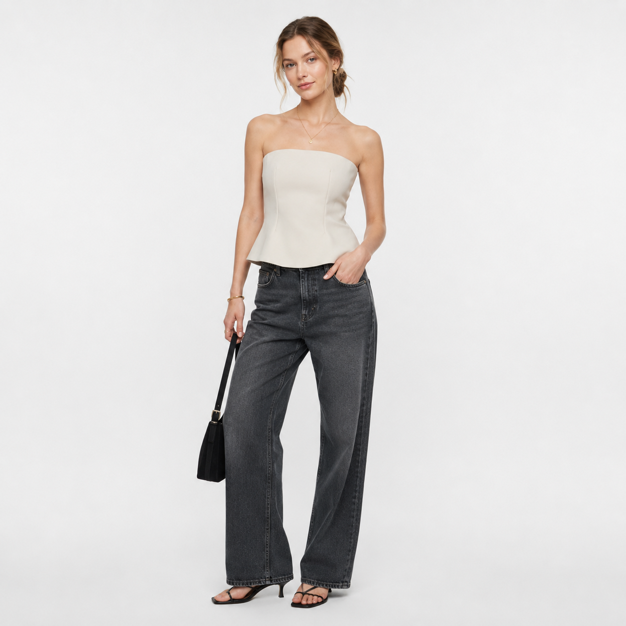 Top Strapless Elegante Estructurado para Mujer en Tendencia Efecto Adelgazante