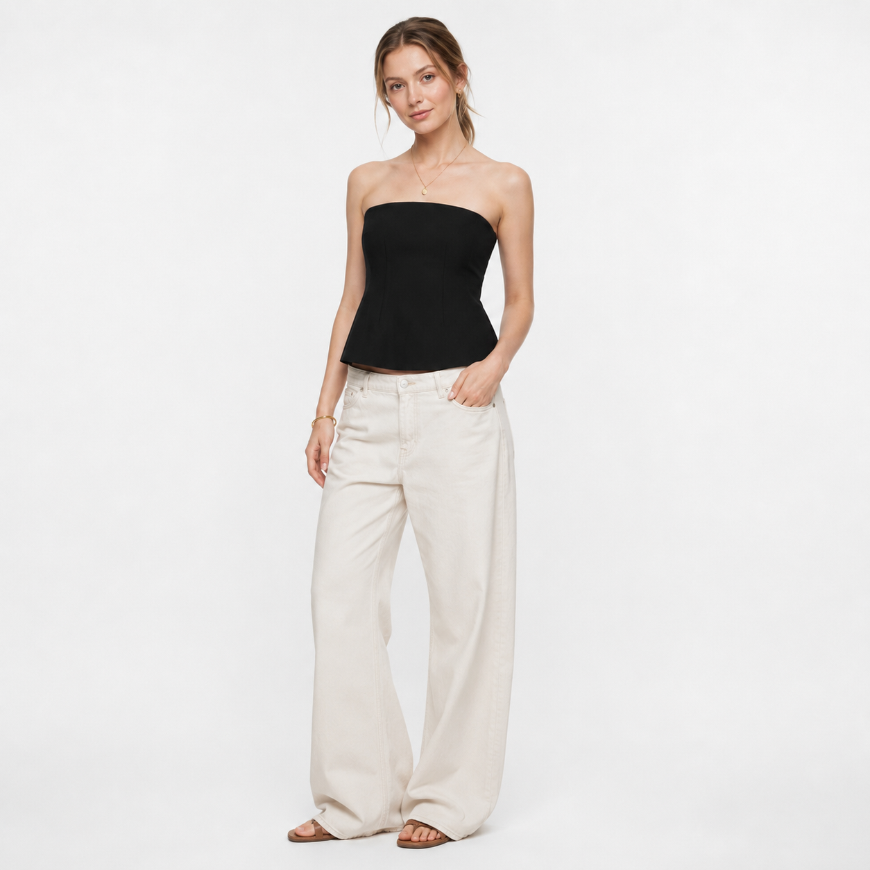 Top Strapless Elegante Estructurado para Mujer en Tendencia Efecto Adelgazante