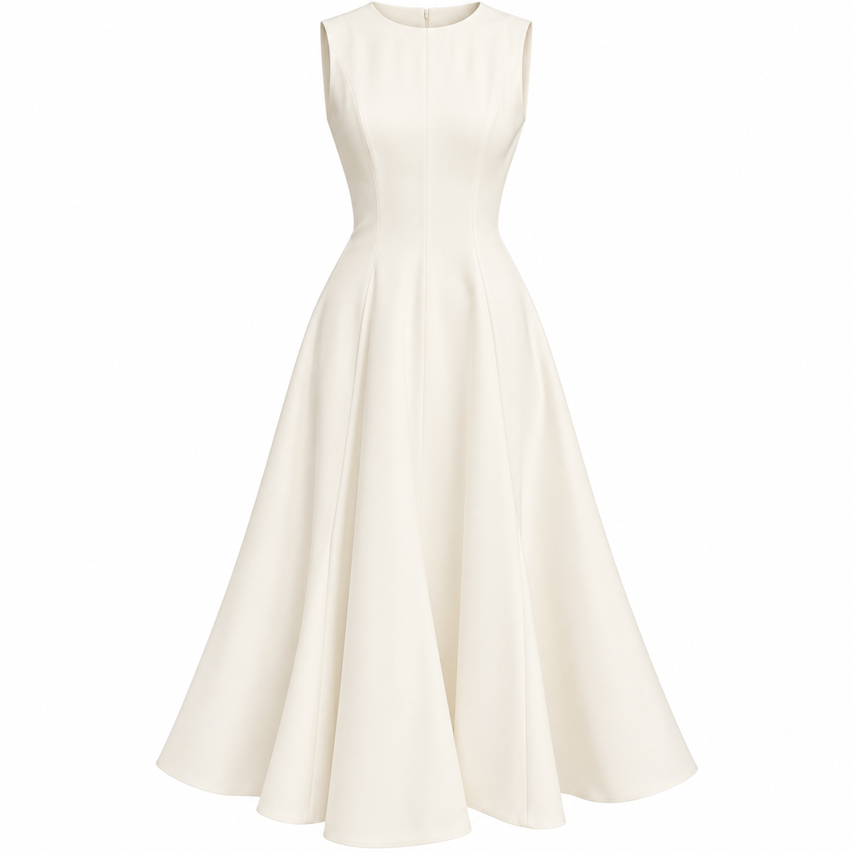 Elegante Vestido Largo Estilo Frances Cuello Redondo Sin Mangas Color Solido Moda Mujer En Tendencia