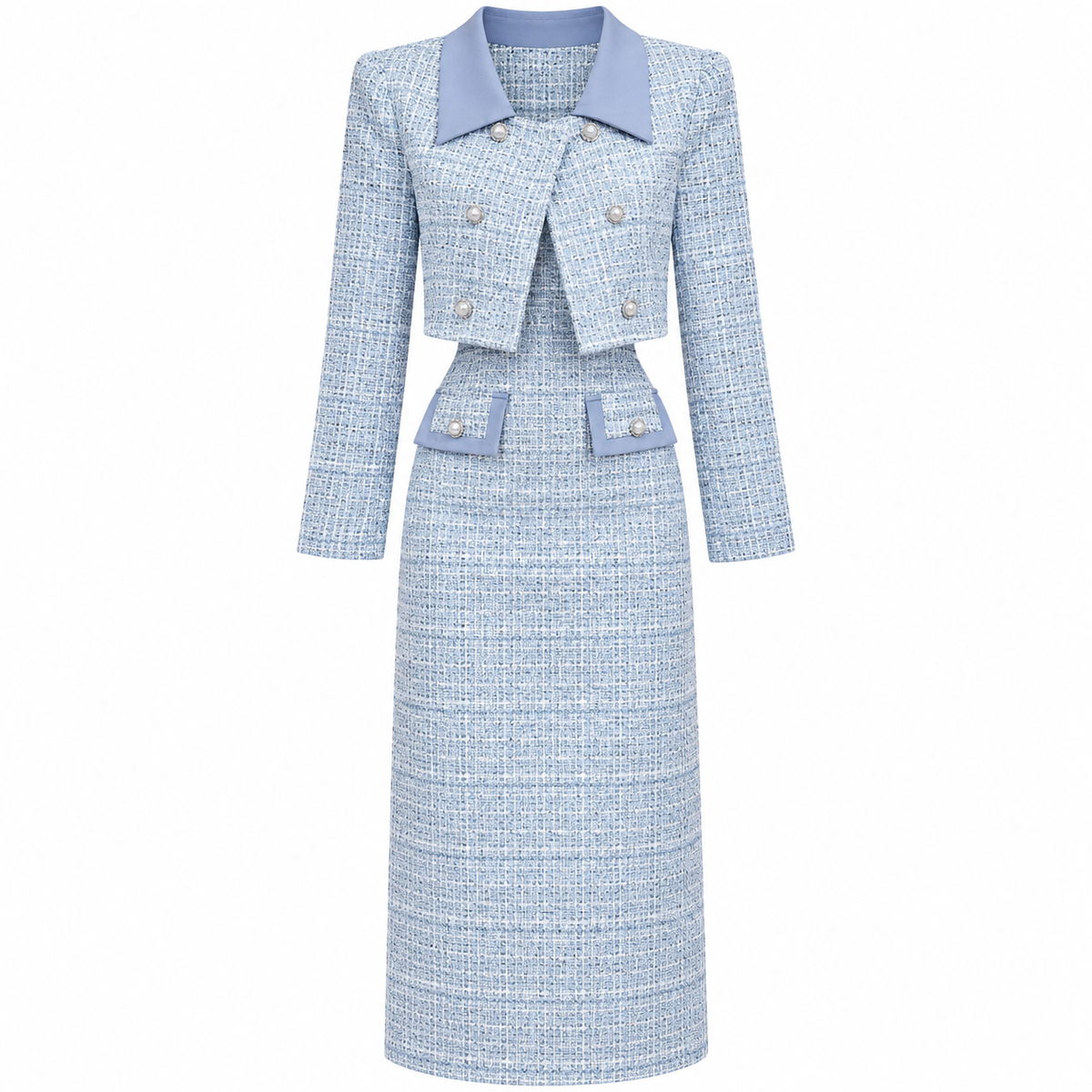 Elegante Vestido largo Con Chaqueta Corta Casual Formal Moda Mujer En Tendencia