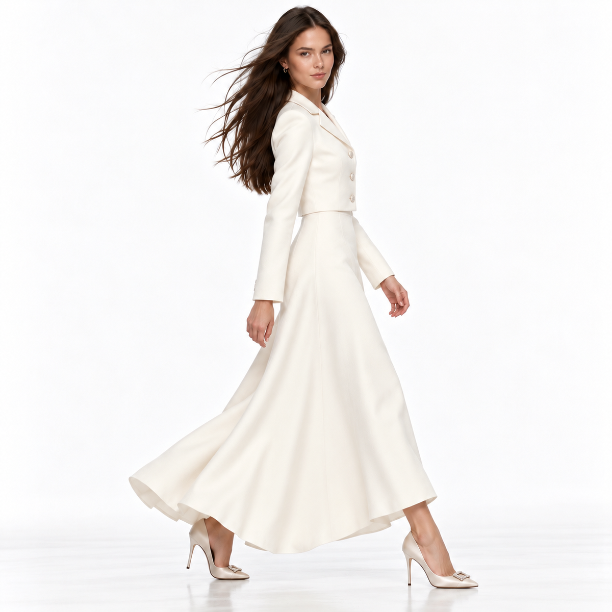 Conjunto Elegante de Dos Piezas con Falda Larga