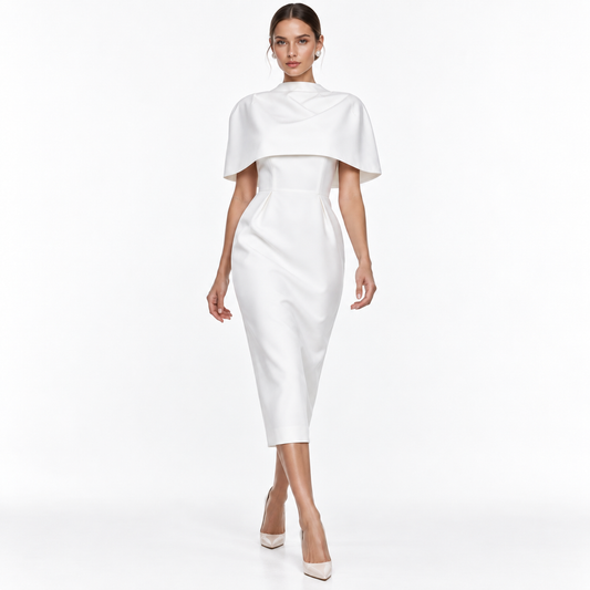 Vestido Midi Blanco de Escote Cuadrado
