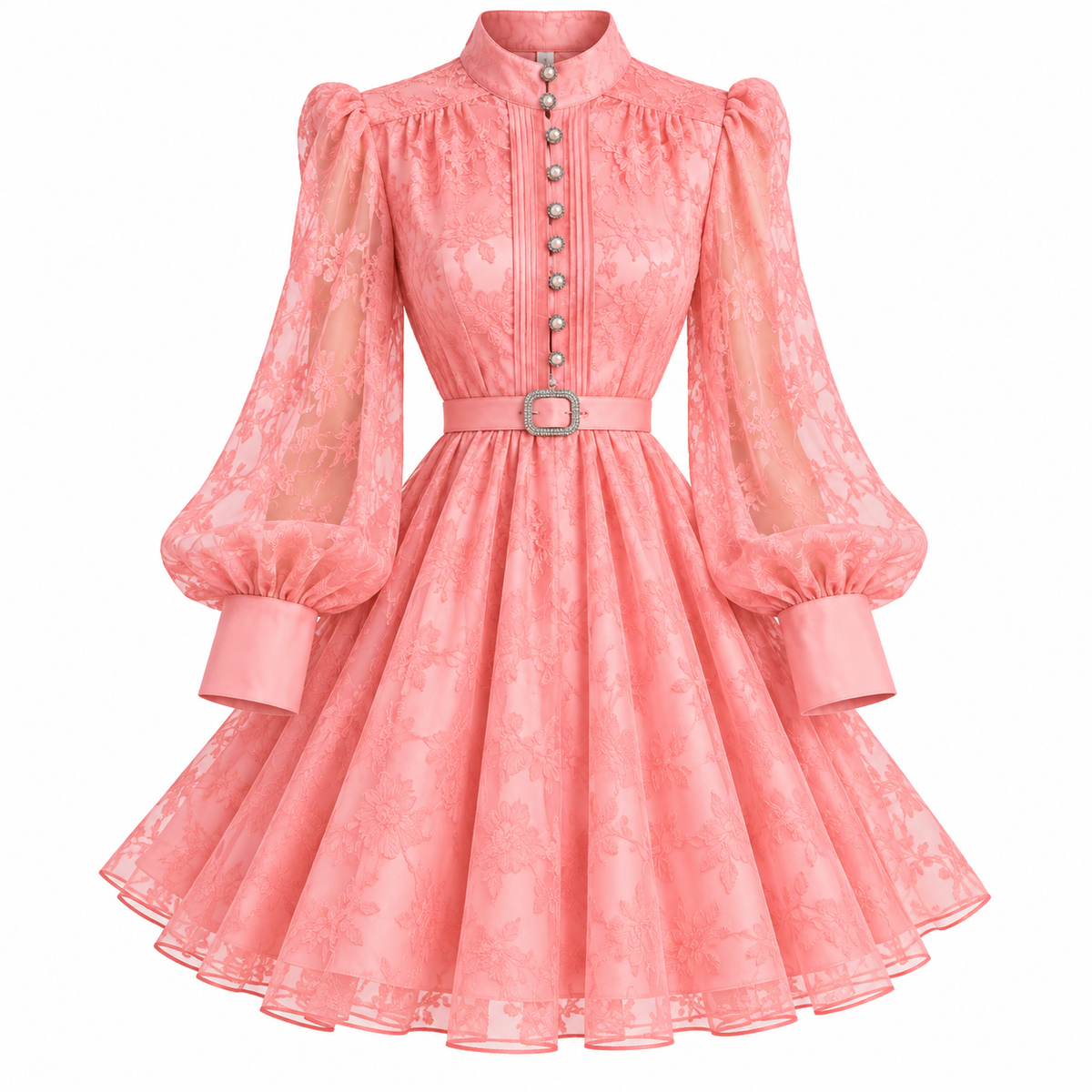 Vestido Elegante Floral con Mangas Abullonadas