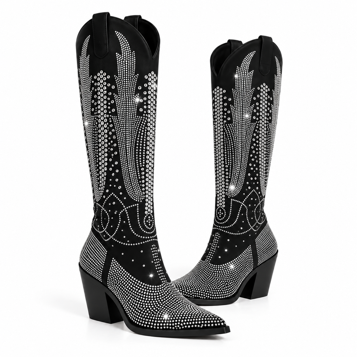 Botas Vaqueras Negras con Pedrería