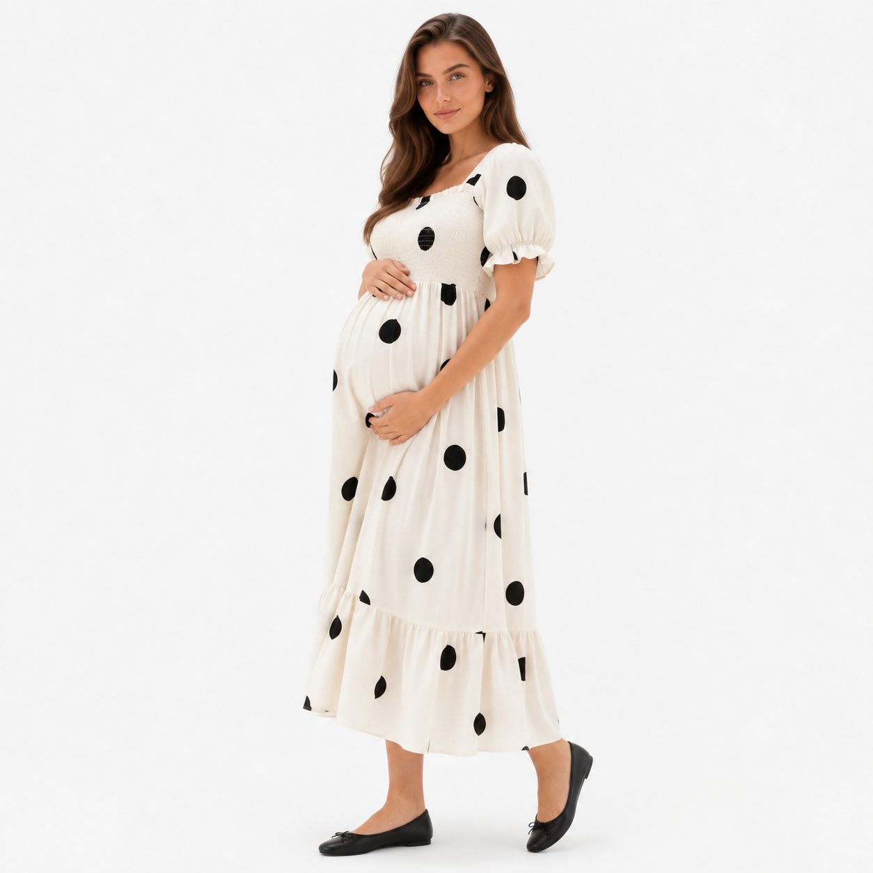 Vestido de Maternidad con Lunares Cómodo y Femenino