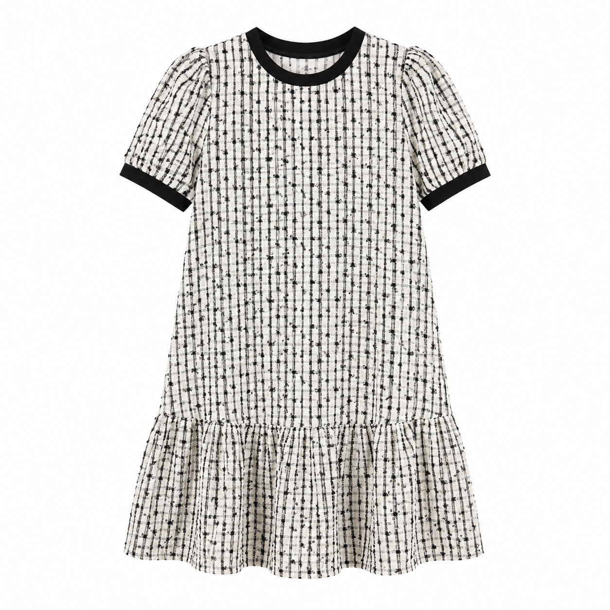 Vestido de Maternidad Blanco y Negro con Volante