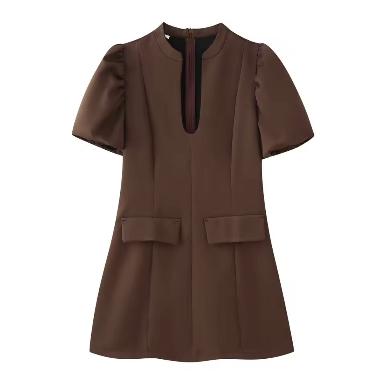 Vestido Corto Casual  Elegante con Manga Abullonada de Moda