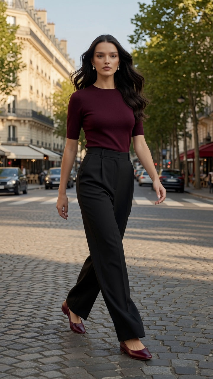 Pantalón Elegante Para Mujer Pierna Ancha Corte Recto De Cintura Alta Casual Moda En Tendencia