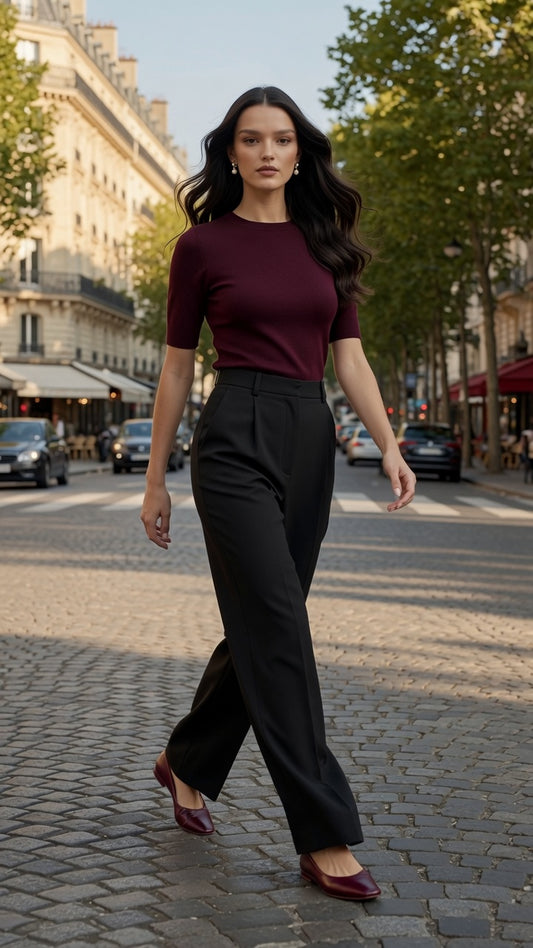 Pantalón Elegante Para Mujer Pierna Ancha Corte Recto De Cintura Alta Casual Moda En Tendencia