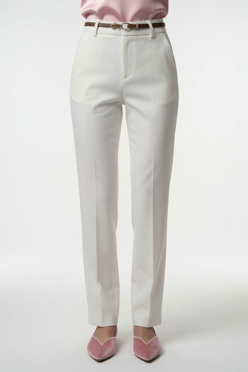 Pantalón Elegante De Traje Para Mujer Pantalones Rectos De Cintura Alta Casual Formal Moda Mujer  En Tendencia