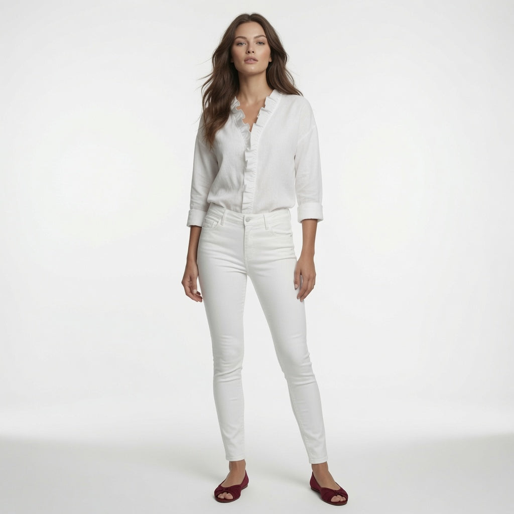 Blusa Para Mujer Con Cuello En V y Delicados Volantes Casual Formal En Tendencia / 4 Colores Mas.