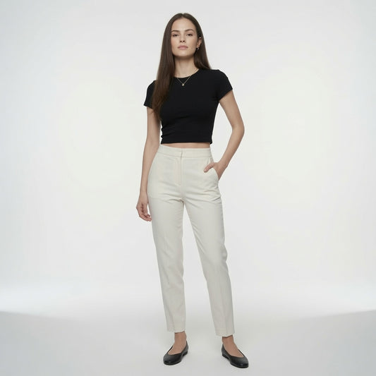Elegante Pantalón De Traje Para Mujer De Pierna Recta Diseño Asimétrico Moda Mujer En Tendencia