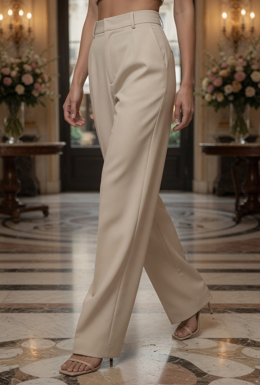 Elegante Pantalón Recto De Traje De Vestir Moda Mujer En Tendencia 3 Tonos Mas