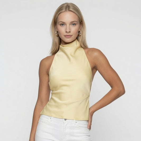 Top De Corsé De Satén Halter Para Mujer Formal Casual Elegante 2 tonos mas En Tendencia
