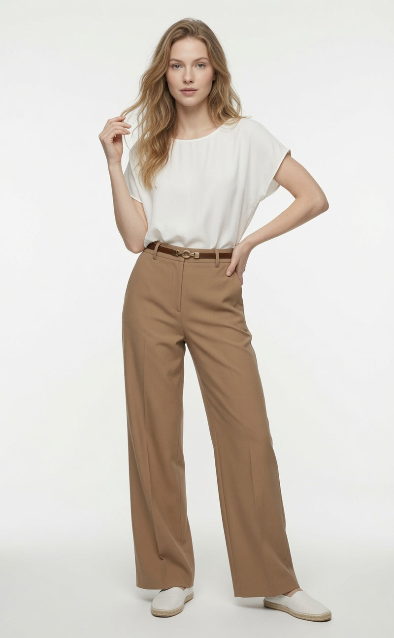 Pantalón Elegante De Traje Para  Mujer Pantalones Rectos De Cintura Alta Casual Formal Moda Mujer En Tendencia
