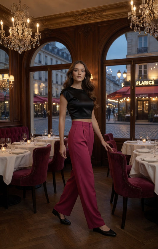 Pantalón Elegante Para Mujer Pierna Ancha Corte de Cintura Alta Casual Moda Mujer En Tendencia
