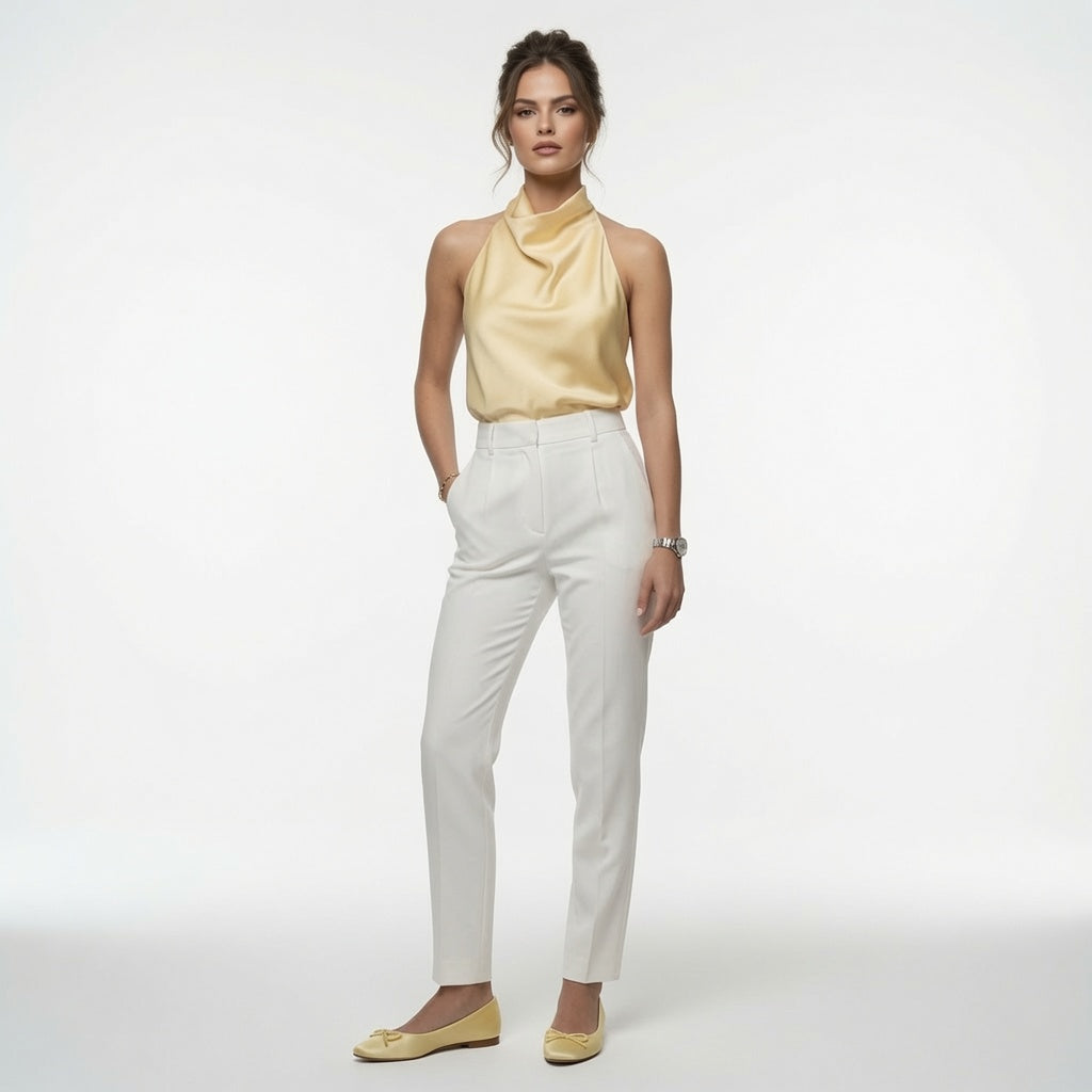 Top De Corsé De Satén Halter Para Mujer Formal Casual Elegante 2 tonos mas En Tendencia