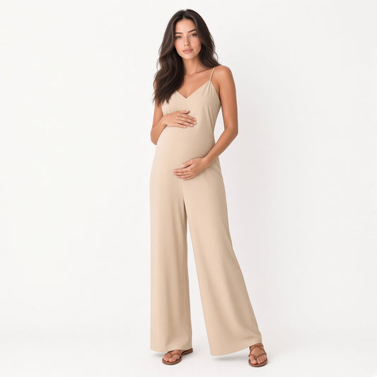 Mono Casual Holgado Con Tirantes Finos Cuello V Pierna Ancha Moda Mujer En Tendencia