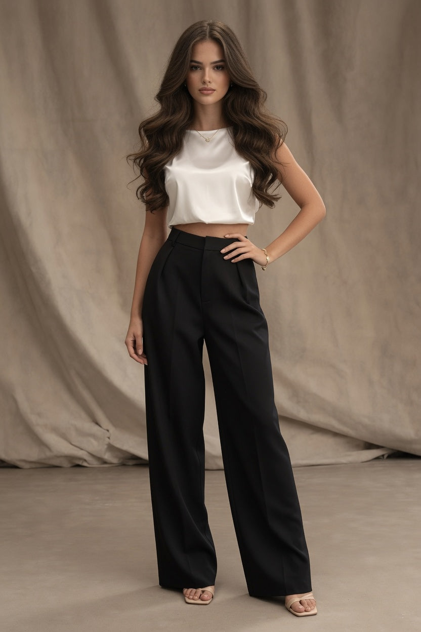 Elegante Pantalón Recto De Traje De Vestir Para Mujer Moda En Tendencia 3 Tonos Mas