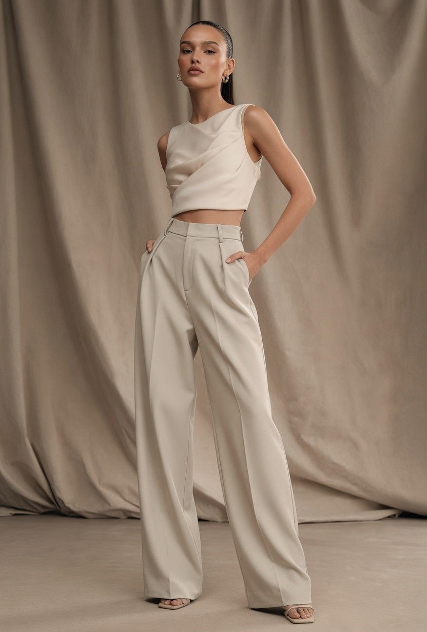 Elegante Pantalón Recto De Traje De Vestir Para Mujer Moda En Tendencia 2 Tonos Mas