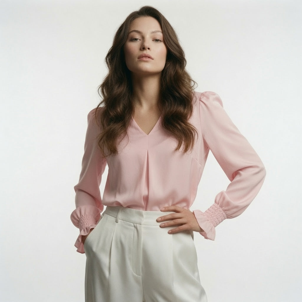 Blusa Casual Formal Elegante Con Escote V En Tendencia / 3 Colores Mas.
